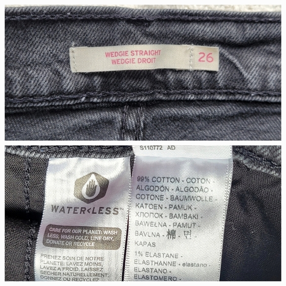 Levi's Distressed Wedgie Straight Leg Casual Everyday Coastal Denim Jean- Black - Picture 6 of 10